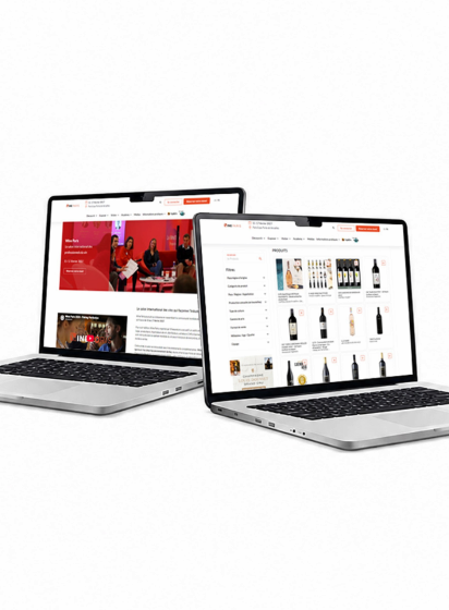 Laptop with the product catalogue displayed on the screen