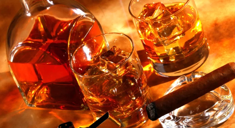 Three glasses of Armagnac beverages