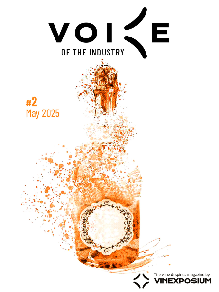 An orange bottle and Voice written above and the logo of Vinexposium below
