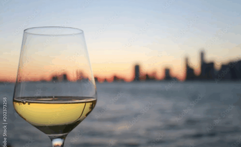 verre de vin blanc face à la mer