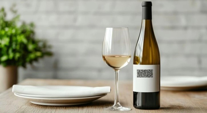 A bottle and a glass of wine on a table.