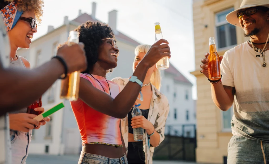 People who are raising a toast together