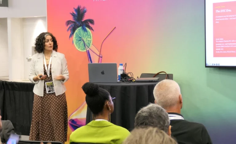 Irem EREN, presenting during a conference at Vinexpo Americas