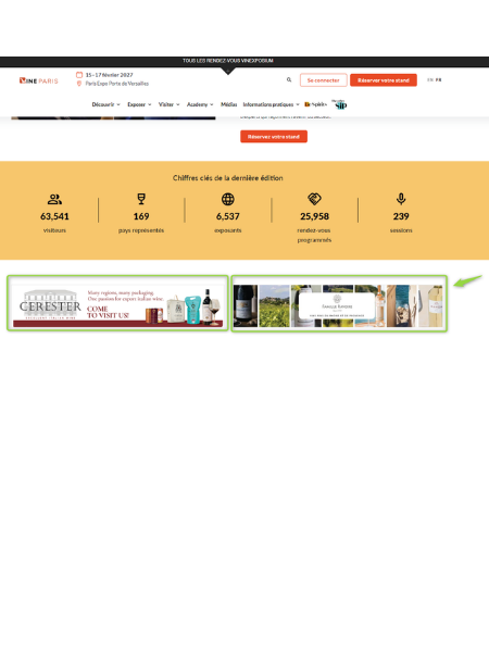 Website Wine Paris showing the premium banner location