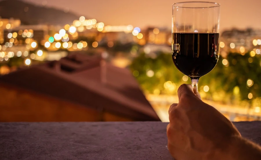 Glass of wine and lights