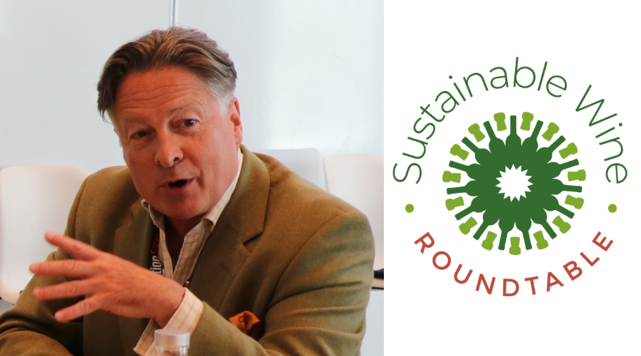 Peter Stanbury and logo Sustainable wine roundtable