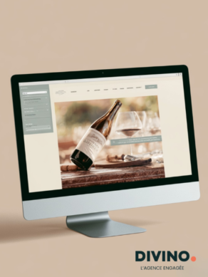 screen of a computer showing website of wine brand