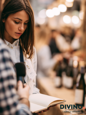 woman reading a flyer on an event